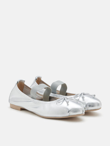PAZZION, Delilah Bow Mary Janes, Silver